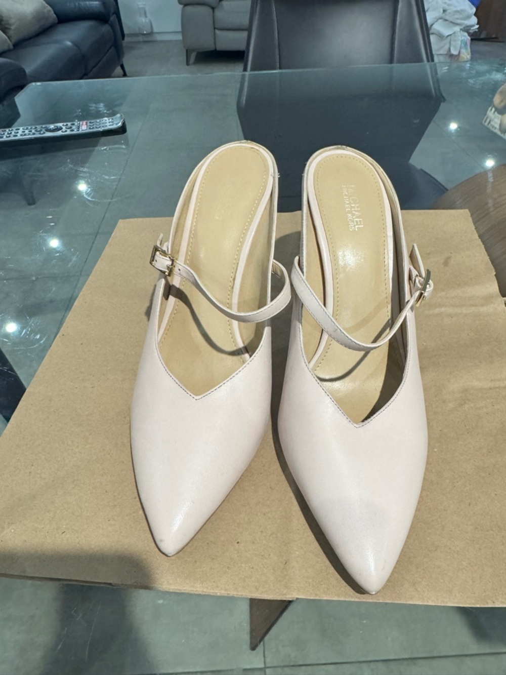Michael Kors Women's Pale Pink Pointed-Toe Slingback Mules